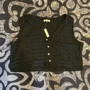 NWT Madewell Black Textured Crop Top - size xl